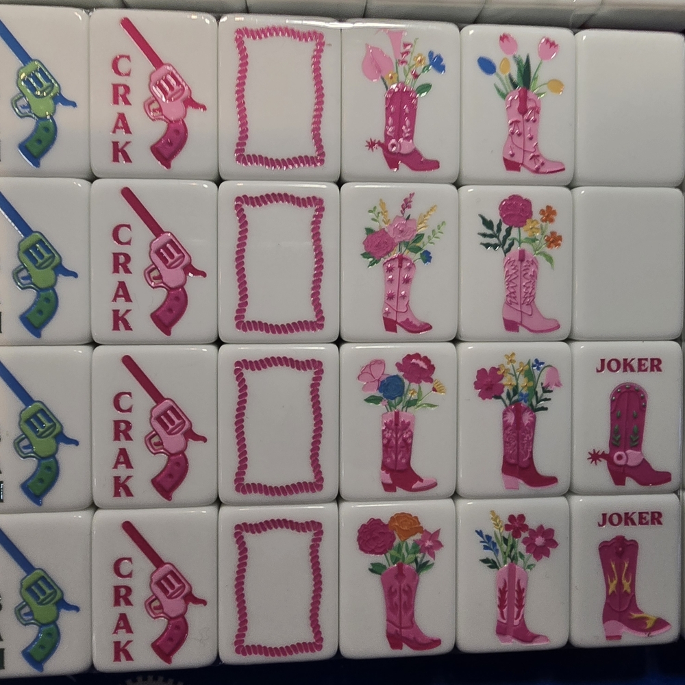 Southwest  Pink Cowboy Hat n Boots Mahjong Tiles